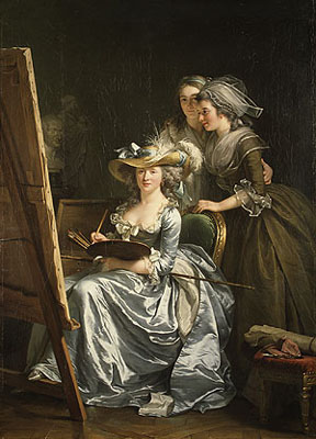 Autoportrait de Adélaïde Labille-Guiard avec ses élèves Marie Gabrielle Capet et Carreaux de Rosemond