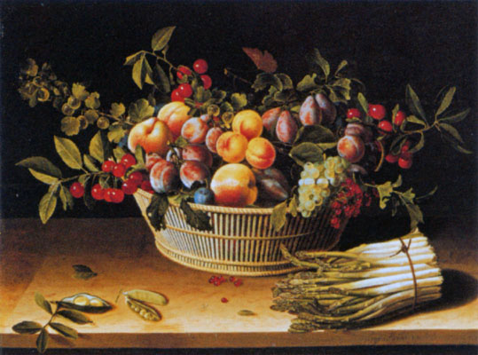 Louise Moillon, Nature morte à la corbeille de fruits et botte d'asperges