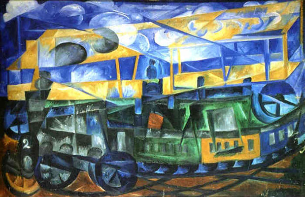 Natalia Sergueevna Gontcharova, Avion au dessus d'un train