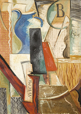 Véra Pestel, Collage avec vase bleu