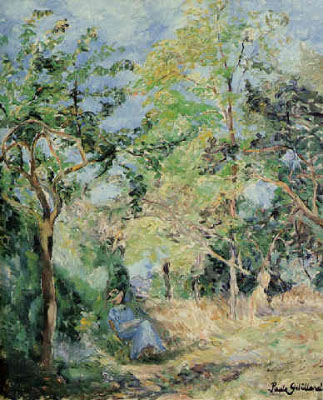 Paule Gobillard, Jeune femme à la robe bleue sous un arbre