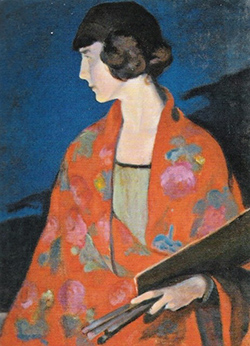 Elisabeth Chaplin, Autoportrait au châle rouge