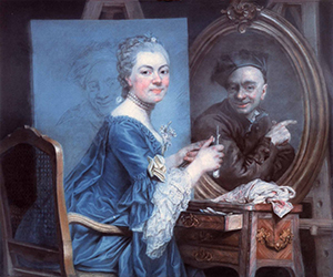 Marie-Suzanne Giroust, Autoportrait avec autoportrait de Maurice Quentin La Tours