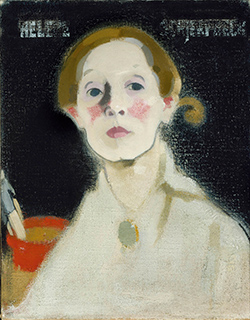 Helene Schjerfbeck, Autoportrait sur fond noir