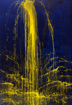 Pat Steir, Smaller Yellow on Blue Waterfall